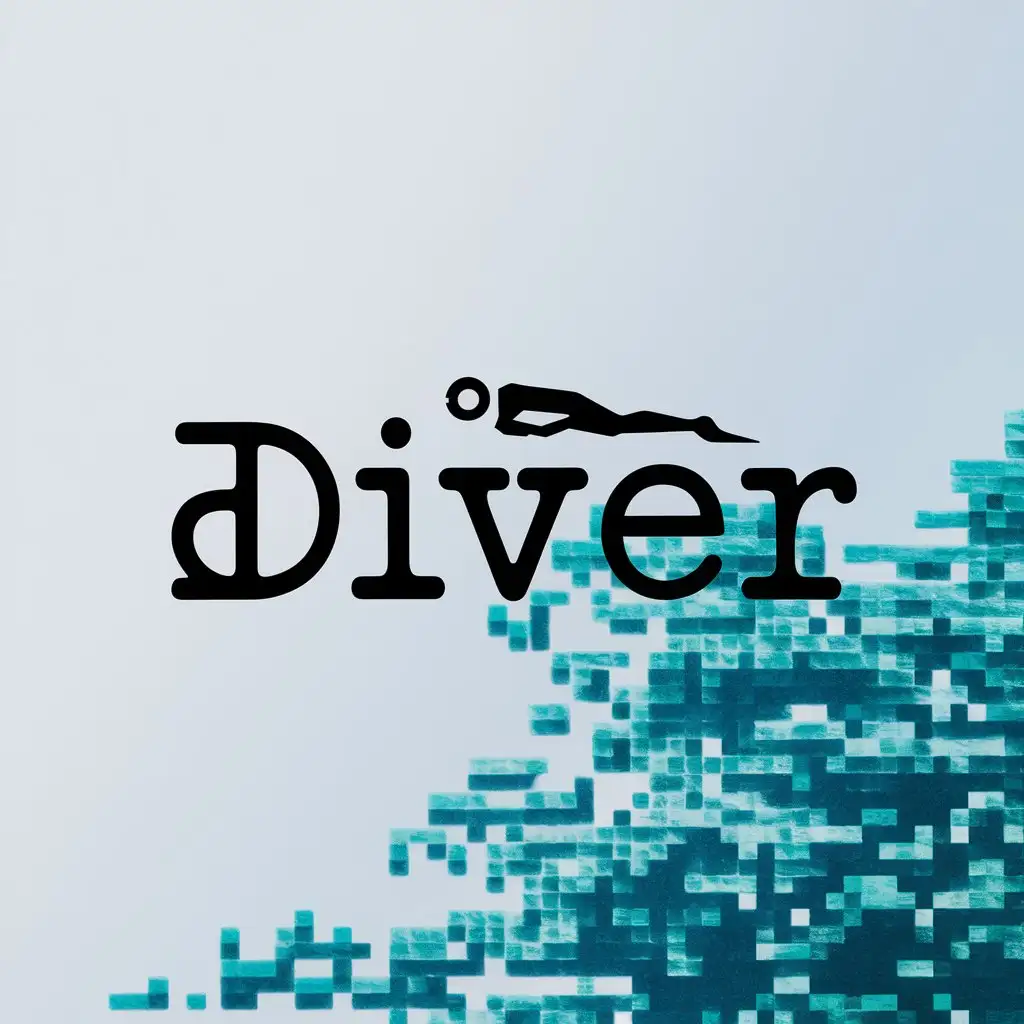 a logo design,with the text "Diver", main symbol:dsiver applying old typewriter,Minimalistic,be used in Internet industry,clear background