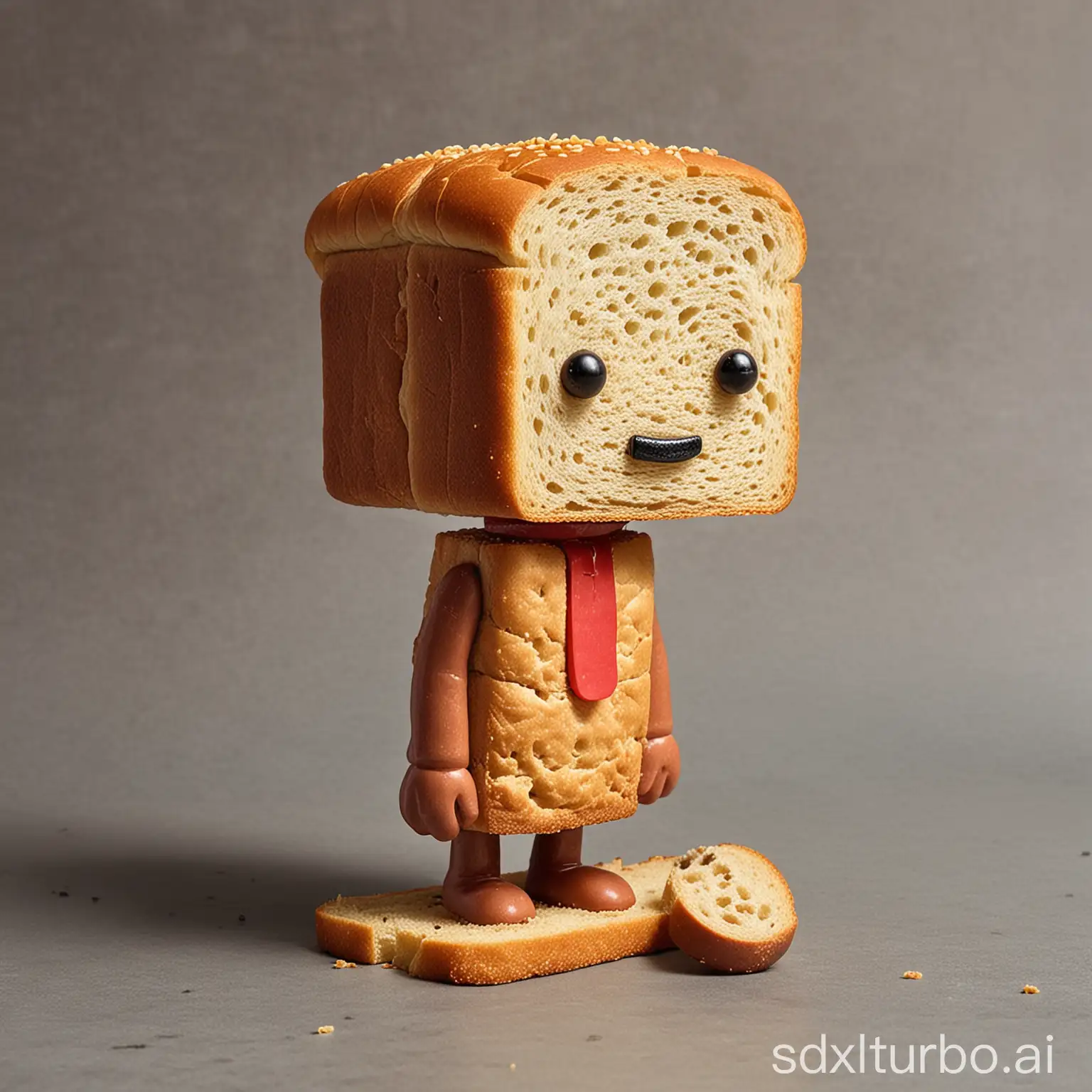 Wooden-Blockhead-Sculpture-with-Sausage-Bread-Unique-Culinary-Art-Installation