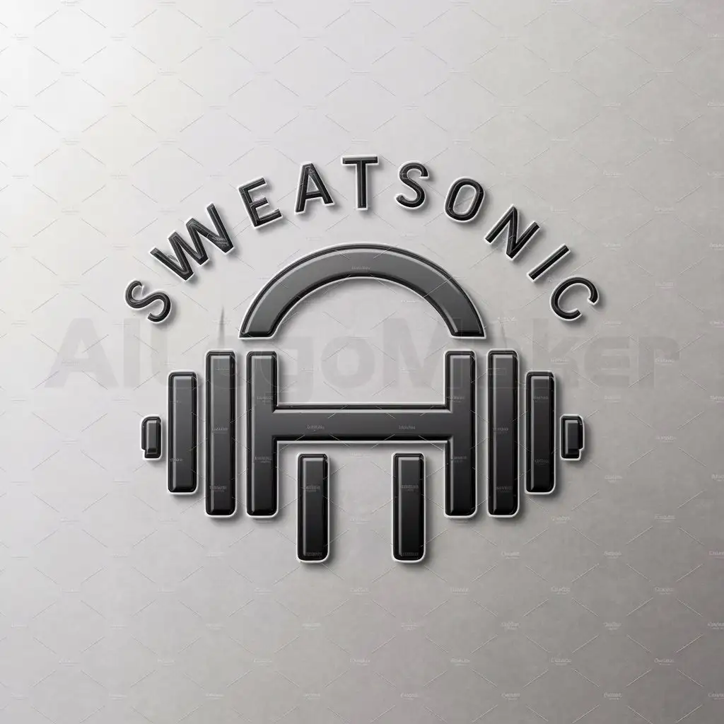 a logo design,with the text "SweatSonic", main symbol:SweatSonic make dumbbell and headphone,Moderate,be used in 0 industry,clear background
