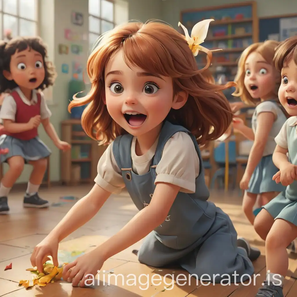 create an image of Lily playing with other kids in the school