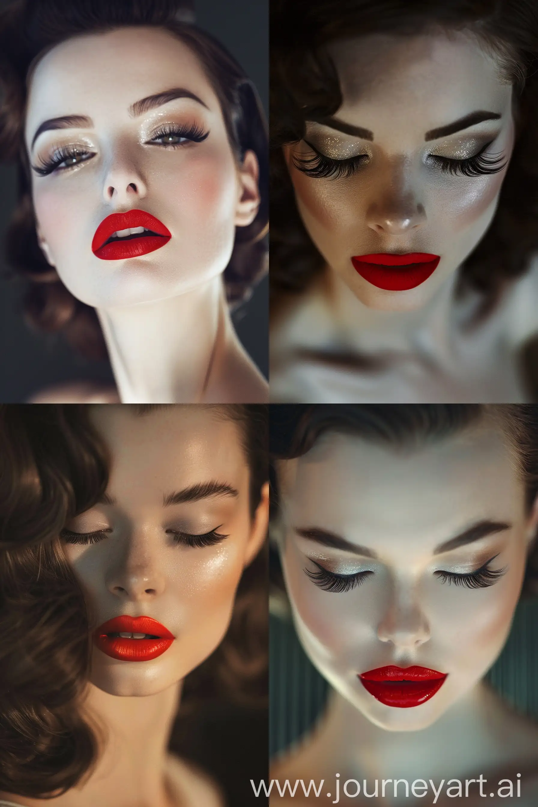 Classic-Hollywood-Glamour-Woman-with-Bold-Red-Lips-and-Vintage-Curls