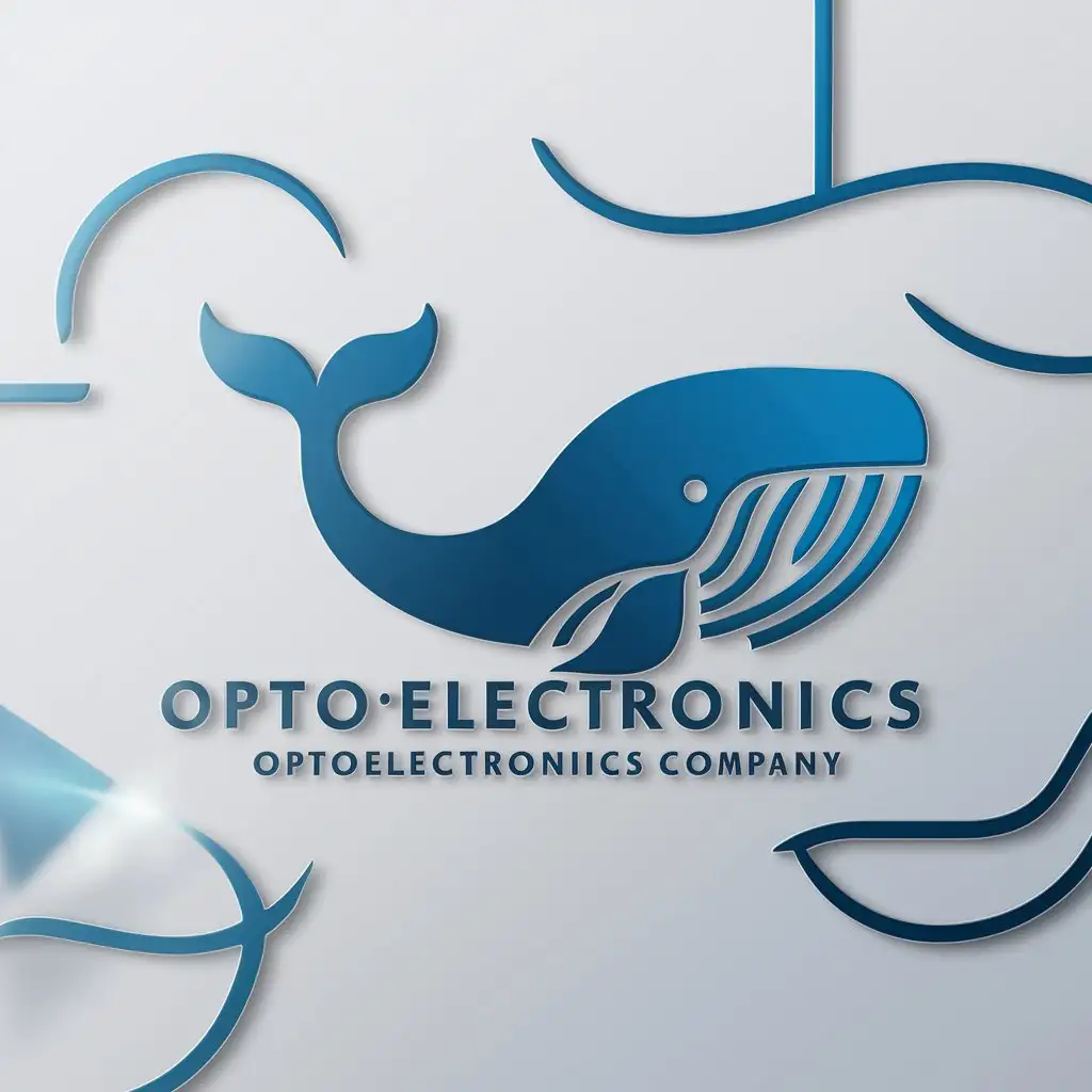 a logo design,with the text "OPTOELECTRONICS", main symbol:blue whale,complex,be used in Technology industry,clear background