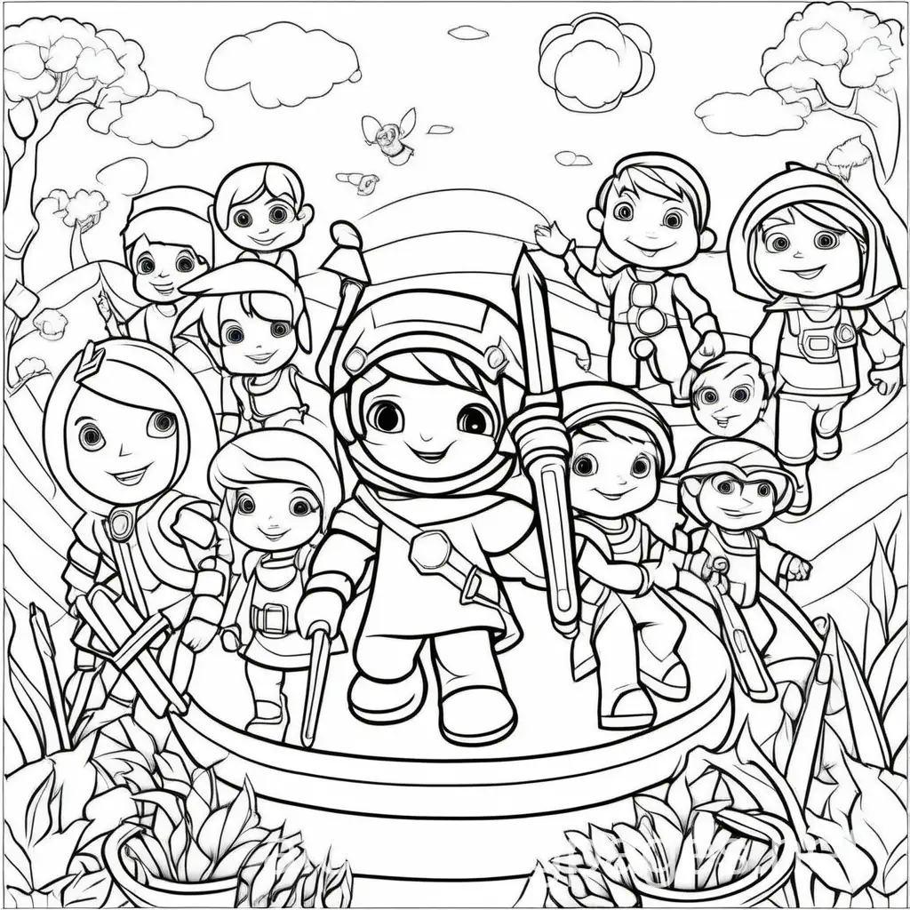 gencraft, Coloring Page, black and white, line art, white background, Simplicity, Ample White Space. The background of the coloring page is plain white to make it easy for young children to color within the lines. The outlines of all the subjects are easy to distinguish, making it simple for kids to color without too much difficulty