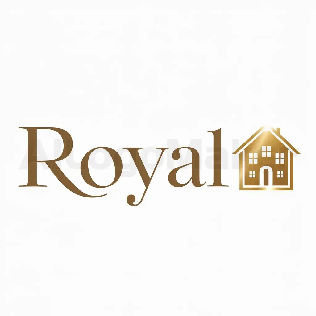 a logo design,with the text "Royal", main symbol:Golden house,Moderate,be used in Others industry,clear background