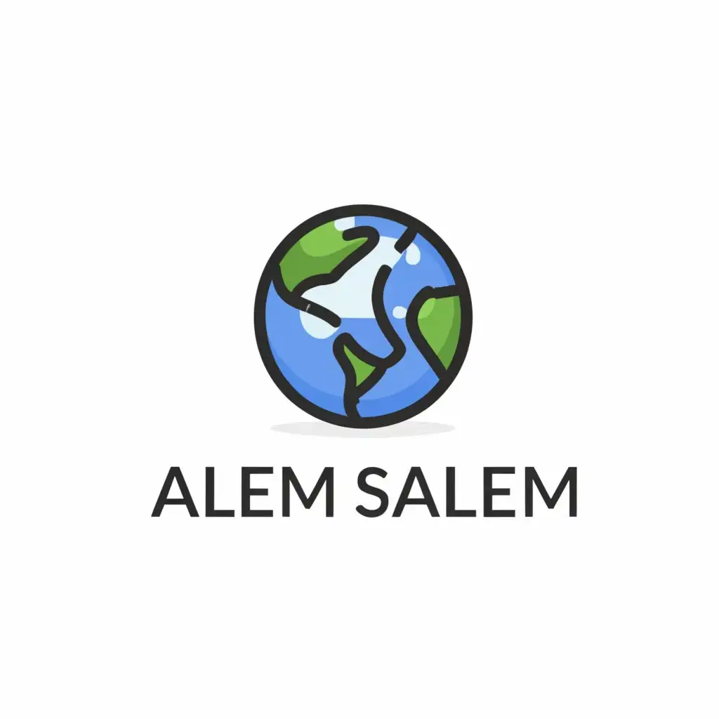 a logo design,with the text "Alem Salem", main symbol:earth globe,Minimalistic,be used in Travel industry,clear background