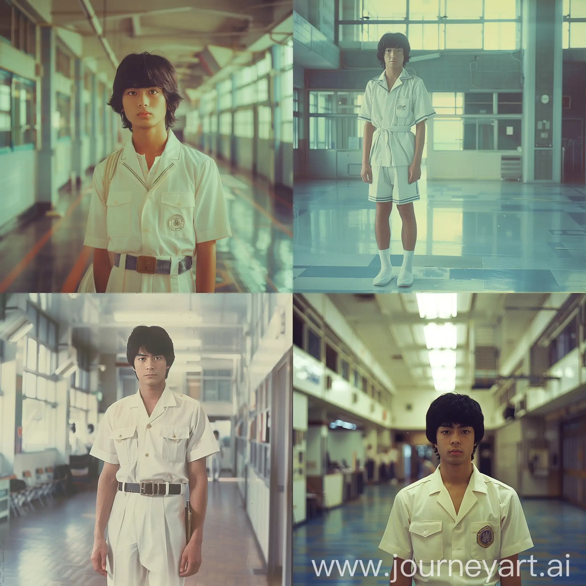 Japanese-Schoolboy-in-Retro-Anime-Style-Uniform-at-School