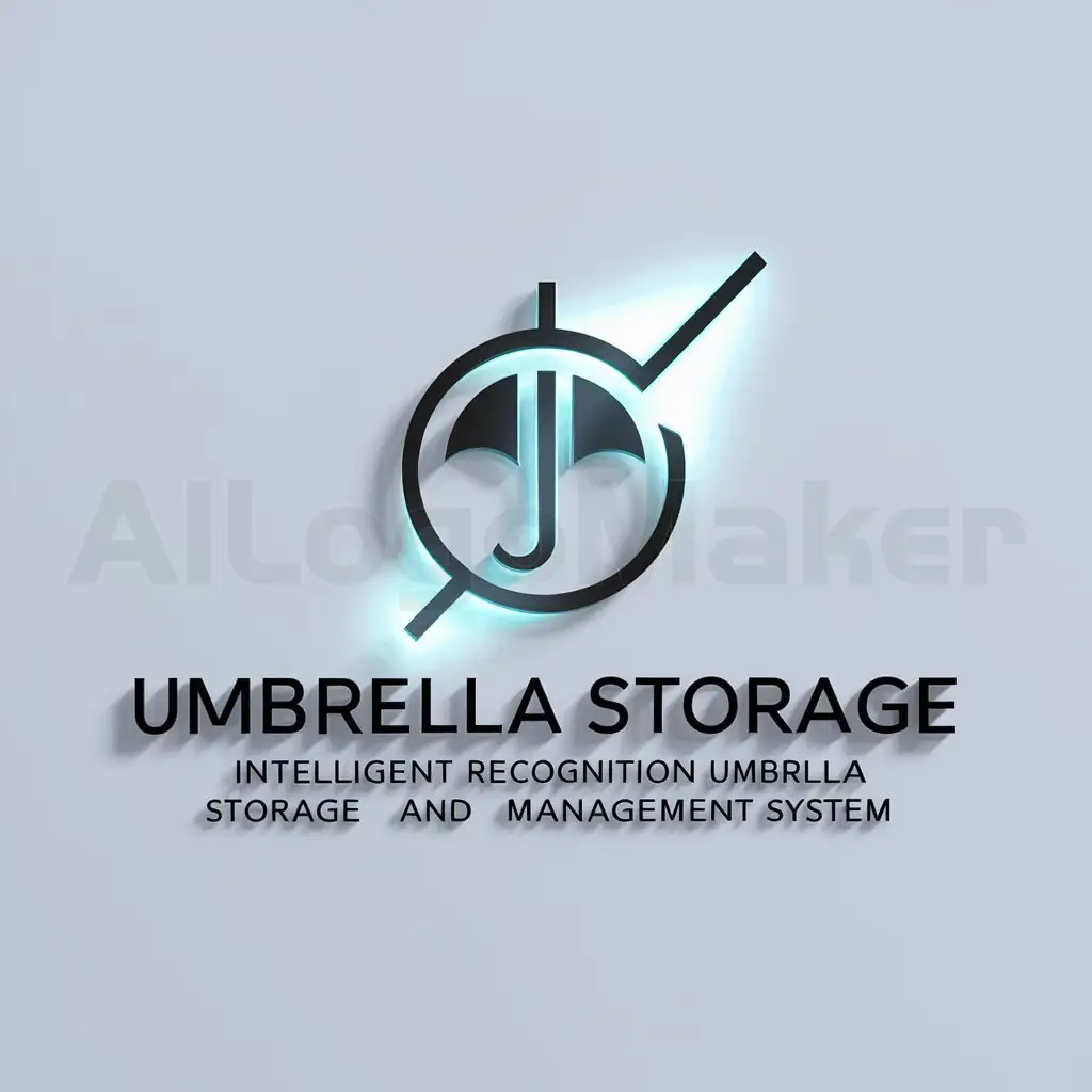 a logo design,with the text "Umbrella storage: intelligent recognition umbrella storage and management system", main symbol:umbrella,Moderate,be used in Technology industry,clear background