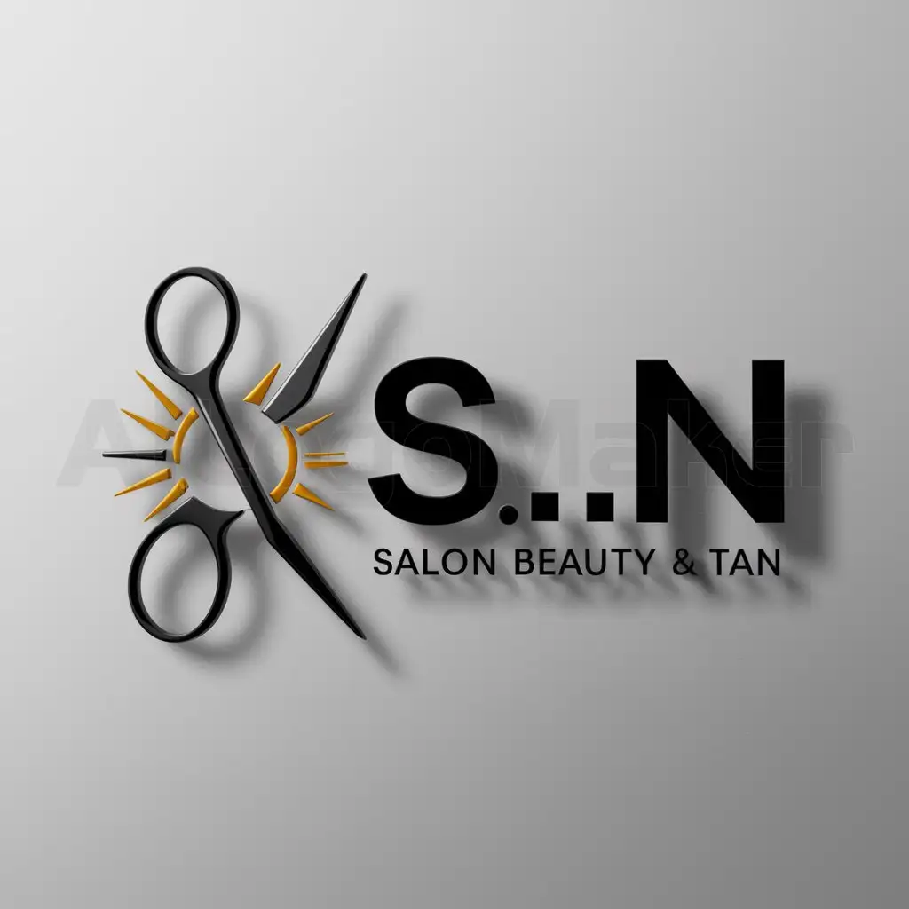 a logo design,with the text "S.N", main symbol:Salon beauty & tan,Moderate,be used in haircut industry,clear background