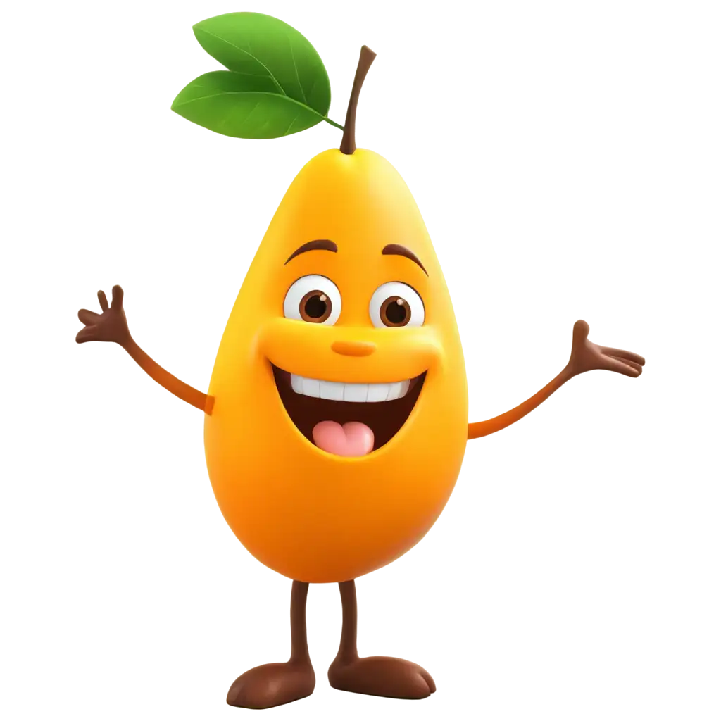 a cartoon mango is laughing