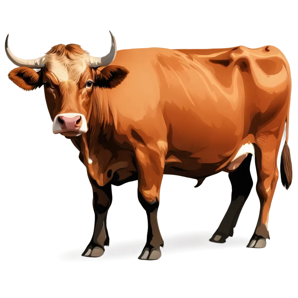 HighQuality-PNG-Vector-Design-Fat-and-Healthy-Cow-with-Beef-Cattle-Horns