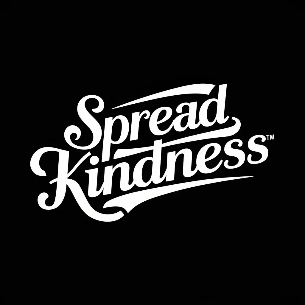 a logo design,with the text "Spread Kindness", main symbol:text-wordmark design. this text needs to be classic and modern. preferred color is white. must be a black background,Moderate,clear background