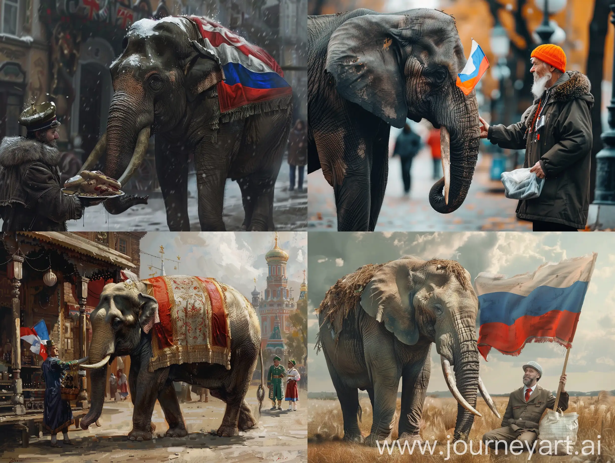 Elephant-Man-Selling-Donate-to-People-with-Russian-Flag