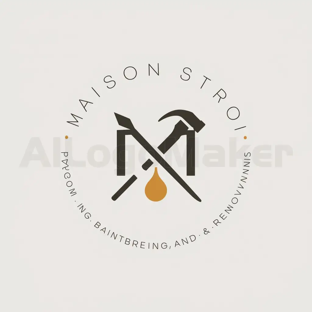 a logo design,with the text "Maison Stroi", main symbol:logo for my construction, home remodeling, and renovation business called Maison Stroi. I'm envisioning a minimalist design. We offer services like painting, bathroom remodeling, kitchen remodeling and more. The logo should be professional and elegant, without being overly intricate. Simplicity is key. Please note, I haven't specified any particular imagery to be included in the logo. This gives you creative freedom to design something that perfectly encapsulates the essence of a construction business in a minimalist and warm-toned way.,Minimalistic,be used in Construction industry,clear background