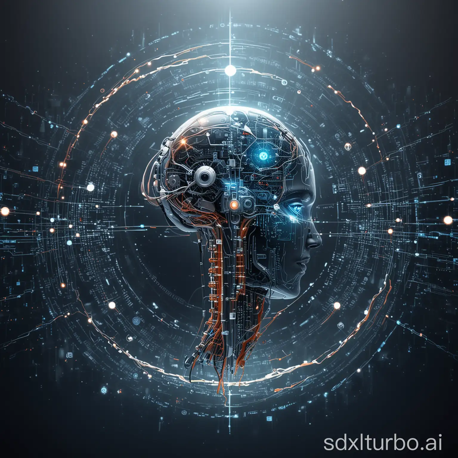 background of a world with technological advancement focusing on Artificial Intelligence