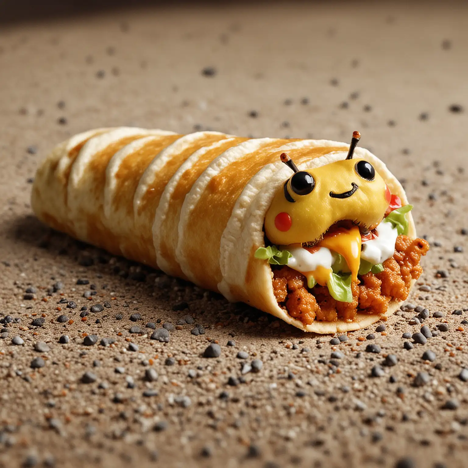 Adorable Caterpillar Enjoying a Taco Bell Feast