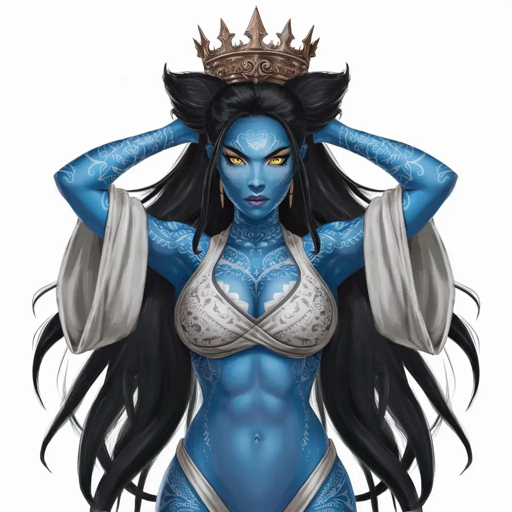 Warlike-BlueSkinned-Asian-Woman-with-CatLike-Eyes-and-Crown