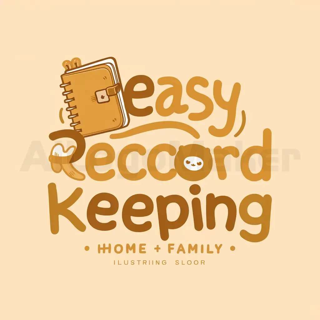 a logo design,with the text "easy record keeping", main symbol:Journal notebook, cute style, theme color is orange, contains #F8E6AB color, illustration style,Moderate,be used in Home Family industry,clear background