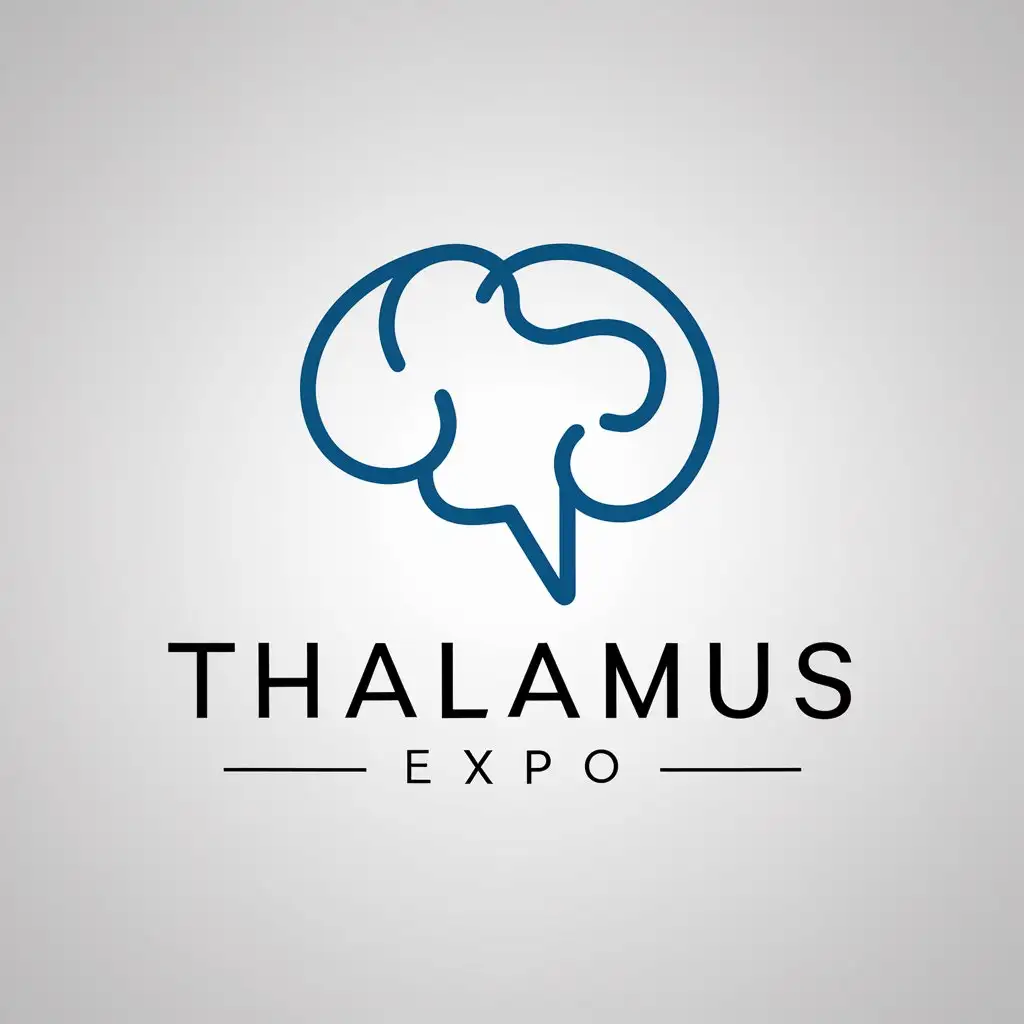 a logo design,with the text "Thalamus Expo", main symbol:create a minimalist logo.nKey Points:n- Establish Brand Identity: The primary purpose of the design is to establish a strong, memorable brand identity.nn- Design Style: The logo should be minimalist in design, capturing the essence of simplicity and modernity.nnName of company: Thalamus Expo.nType of business: Exhibition booths for tradeshows.nMeaning of name: Thalamus refers to the brain's sensory switchboard.nnIcon: brain related.,Minimalistic,be used in Exhibition booths for tradeshows industry,clear background