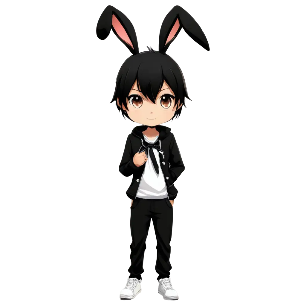 HighQuality Black Anime Bunny Boy PNG Image Expressive and Versatile ...