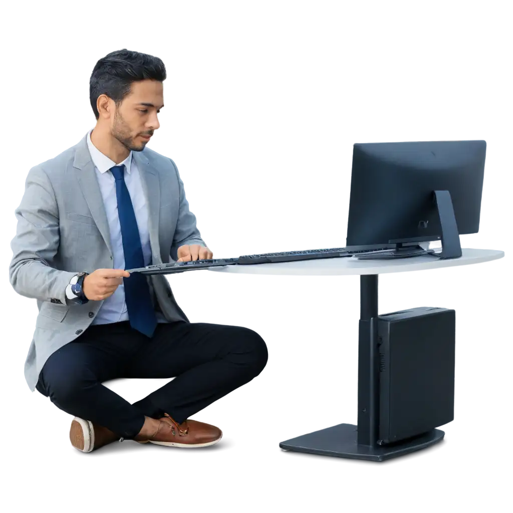 seorang laki laki sedang meditasi di antara komputer komputer di sekitarnya