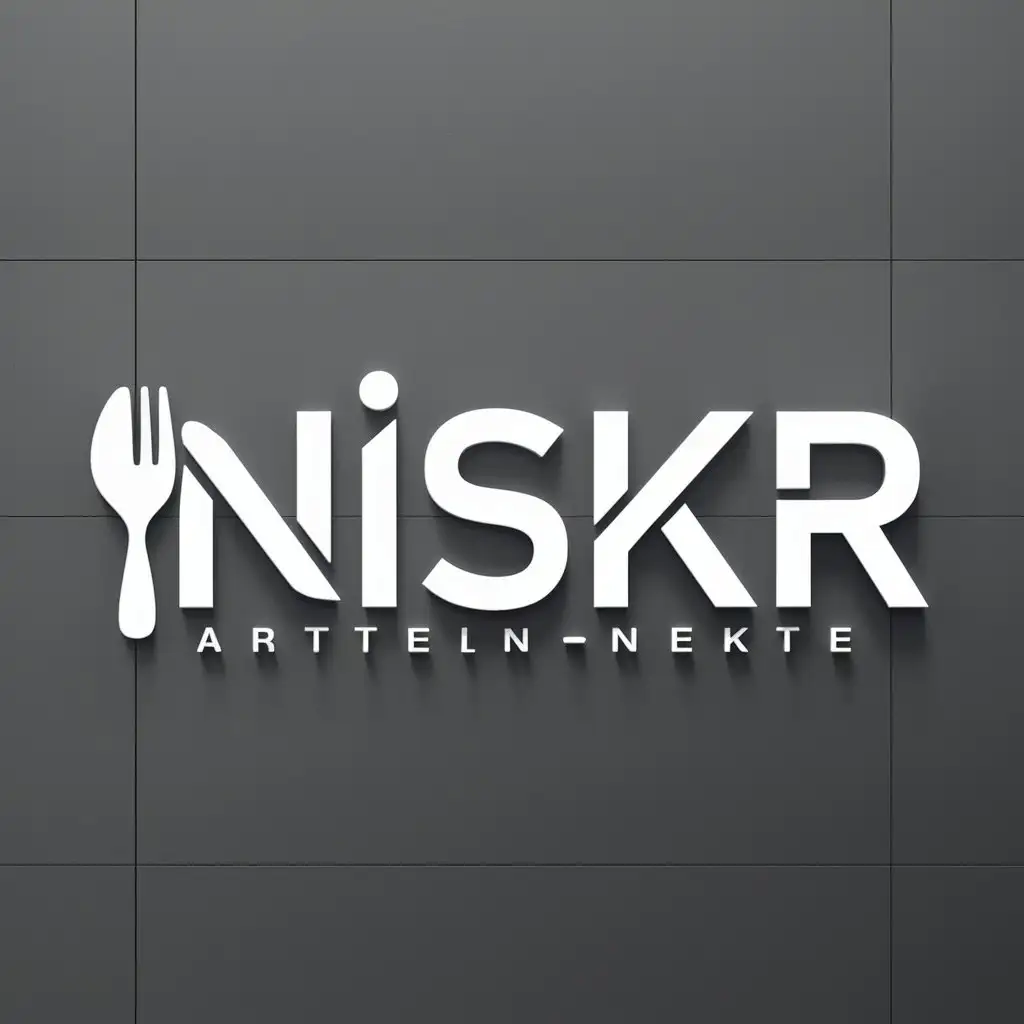 a logo design,with the text "NISKR", main symbol:fork and spoon,Moderate,clear background