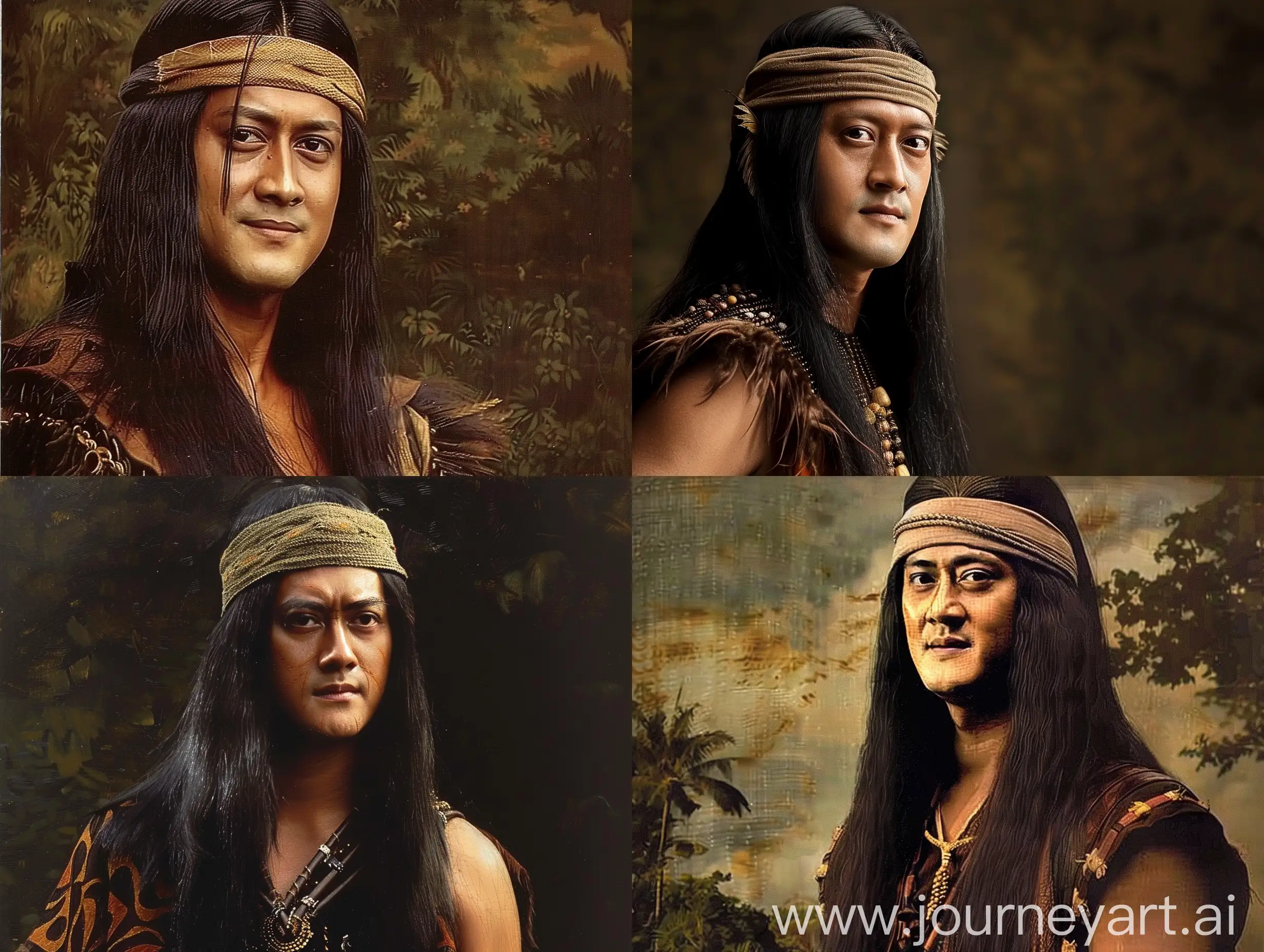 Indonesian-Warrior-with-Long-Hair-and-Royal-Clothing