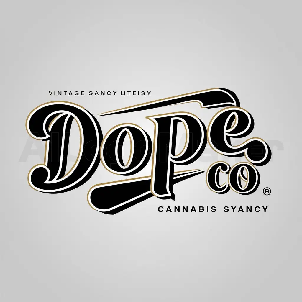 a logo design,with the text "Dope Co", main symbol:Black and Yellow Retro Fancy lettering logo for cannabis brand,complex,be used in Others industry,clear background