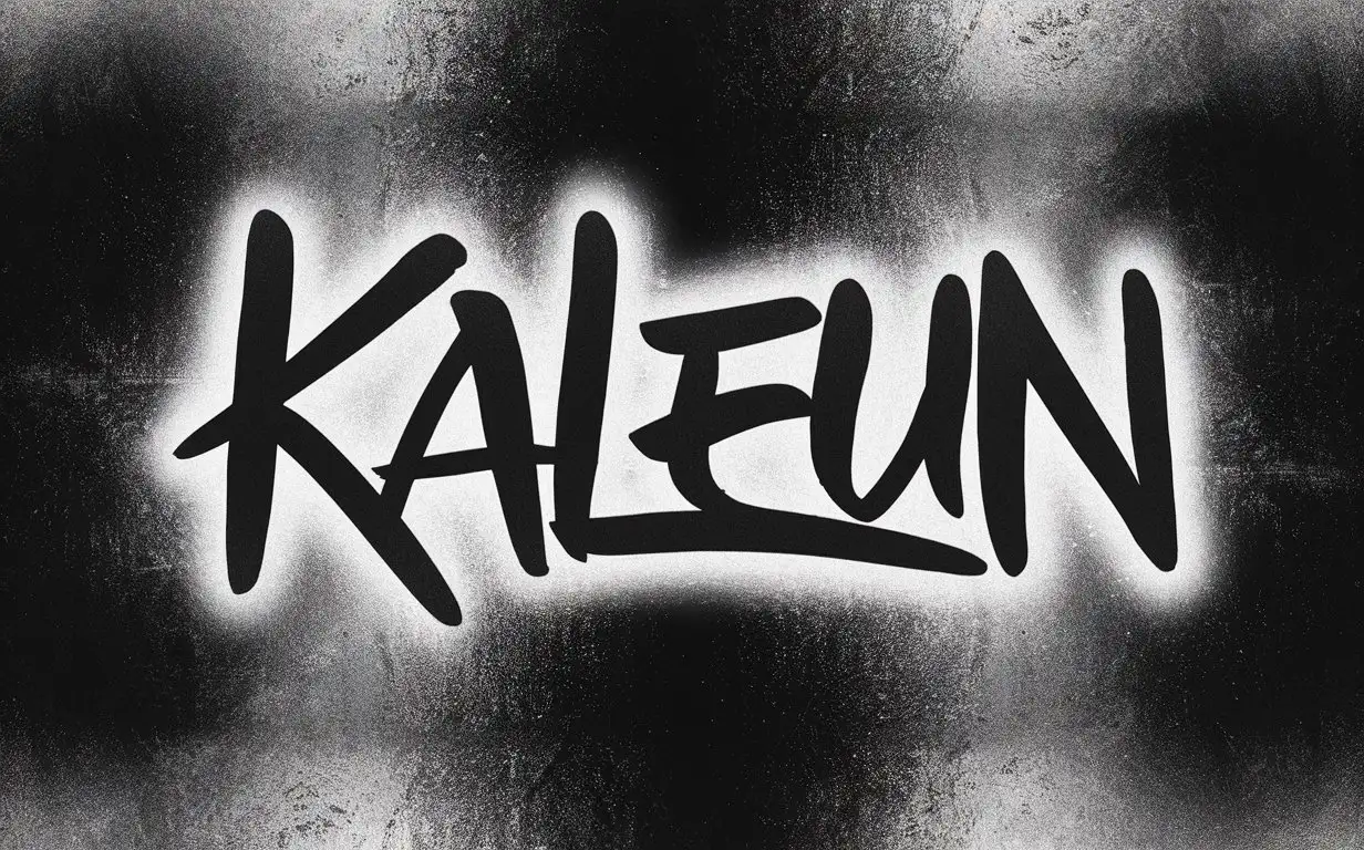 Le mot KALEUN avec un style assez sobre avec un style street graffiti asiatique. Fonf noir dégradé sombre