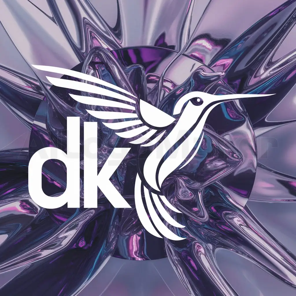 a logo design,with the text "DK", main symbol:Hummingbird,complex,clear background