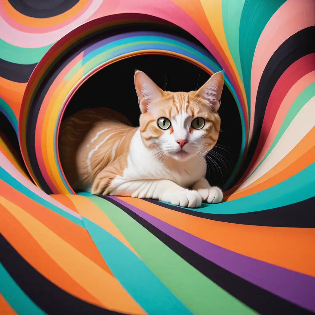 Cat in Vorticism Art Style