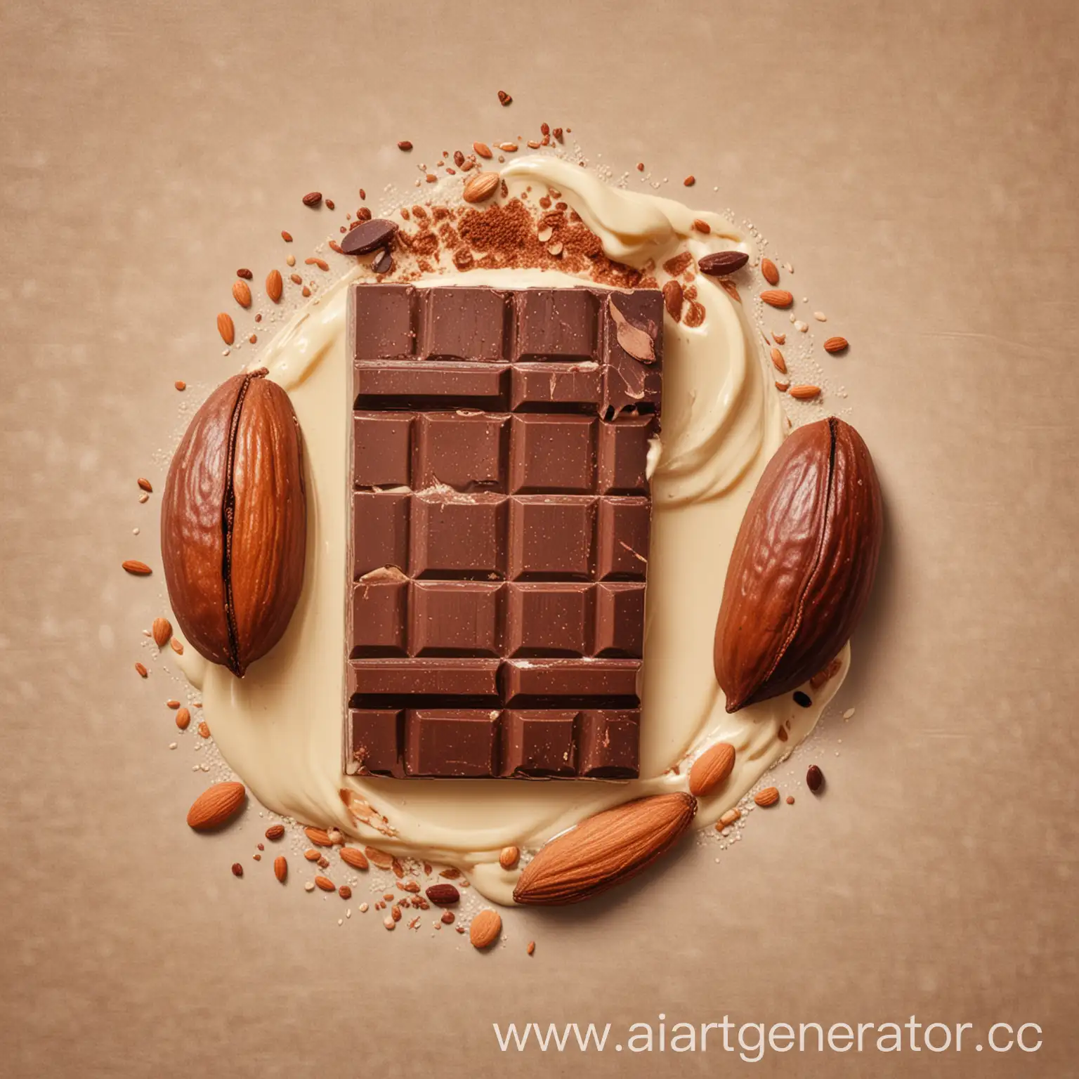 Шоколад из отборных зерен какао, на миндальном молоке, произведенное с использованием собственных технологий, Рекламное изображение