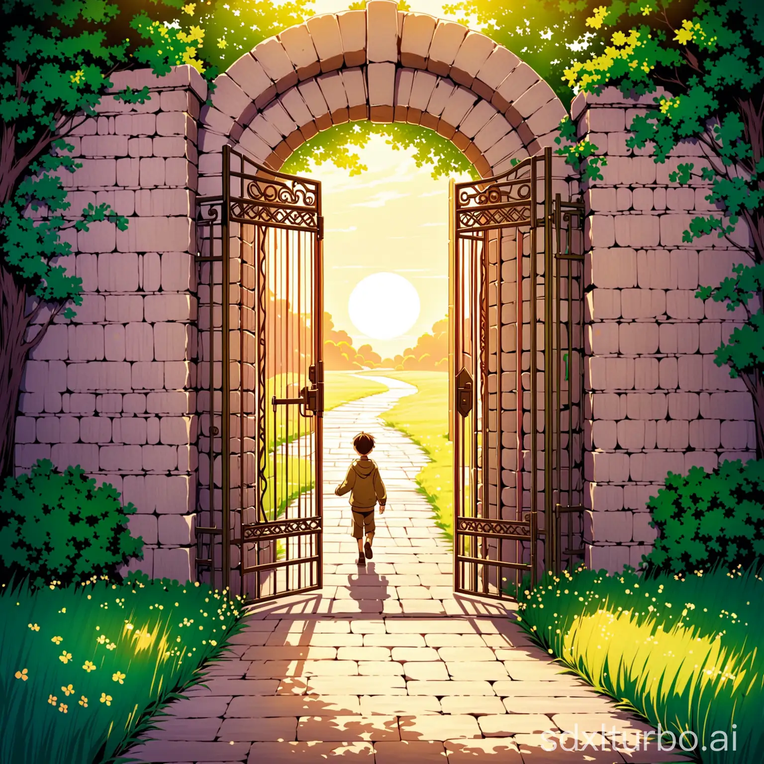 He arrived at this gate, looked at the words on the gate, and said, "This is a good place." Just then, the door opened, and a person walked out, asking him, "Who are you?"