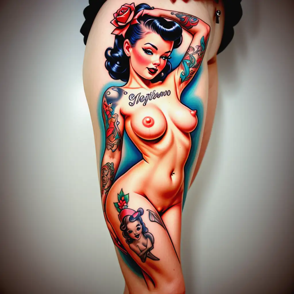 Sensual-Nude-Pinup-Girl-with-Intricate-Tattoos