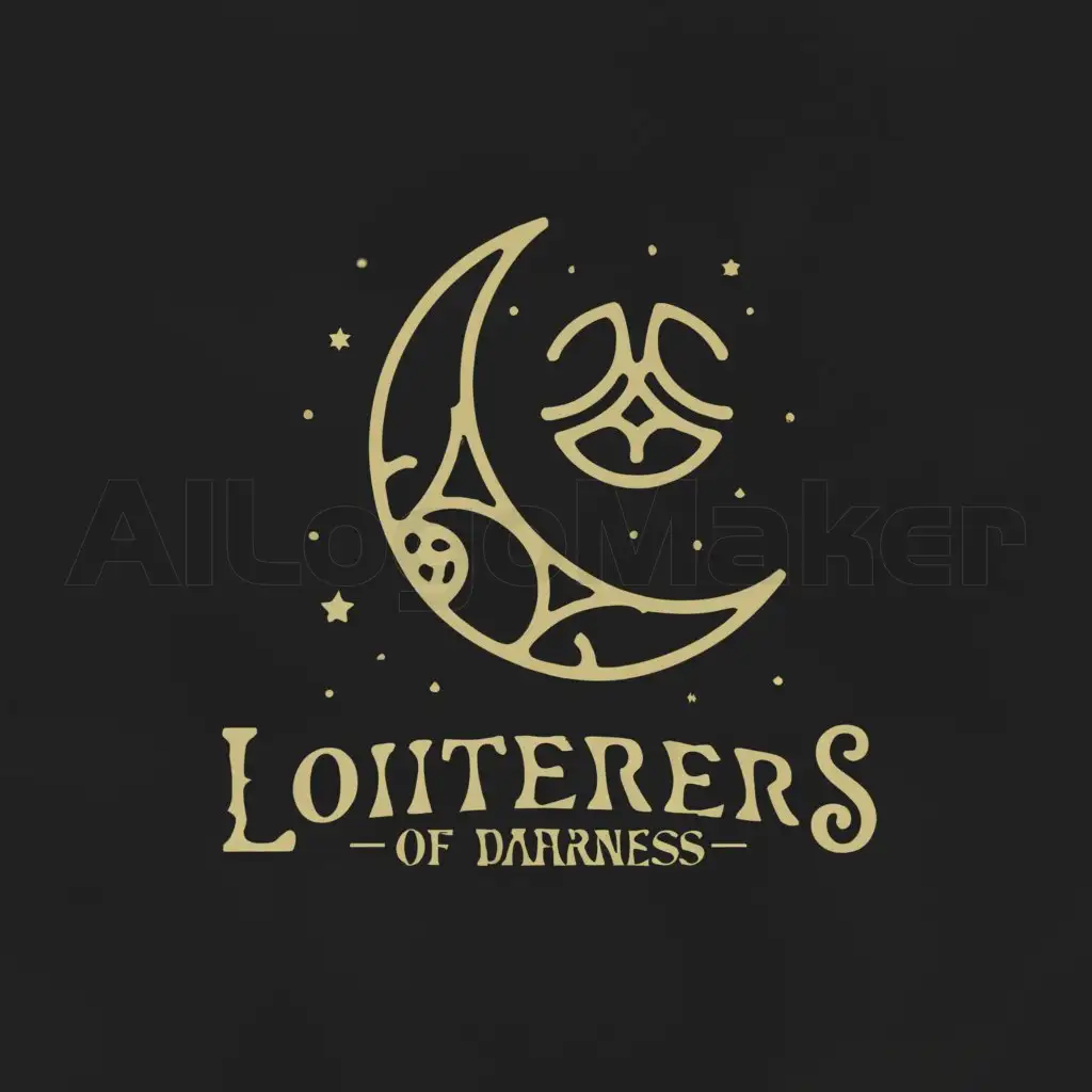 a logo design,with the text "Loiterers of Darkness", main symbol:moon,complex,be used in Entertainment industry,clear background