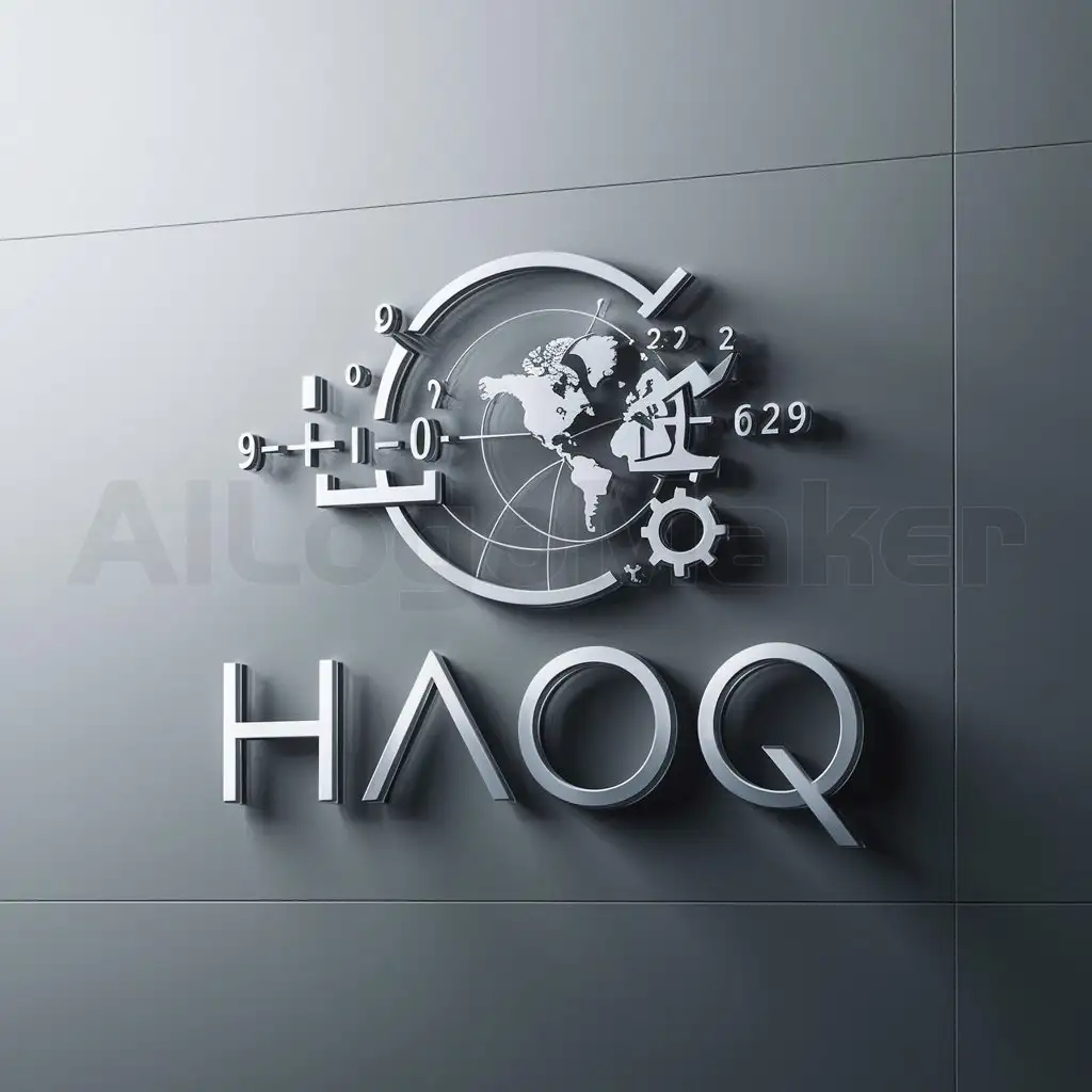 a logo design,with the text "HaoQ", main symbol:compute science, technology, international,Moderate,clear background