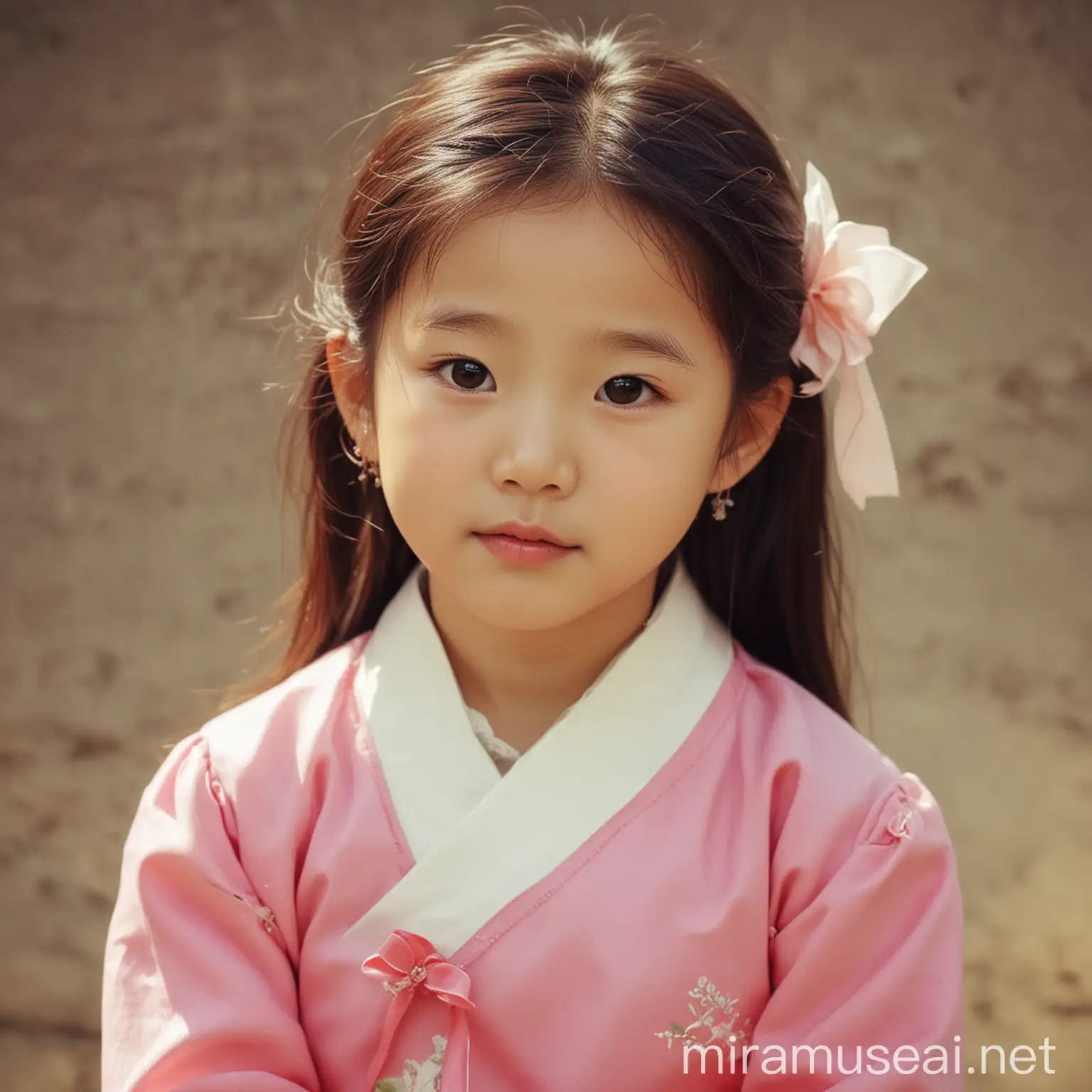 Korean Beautiful Little Girl Enjoying Childhood Moments