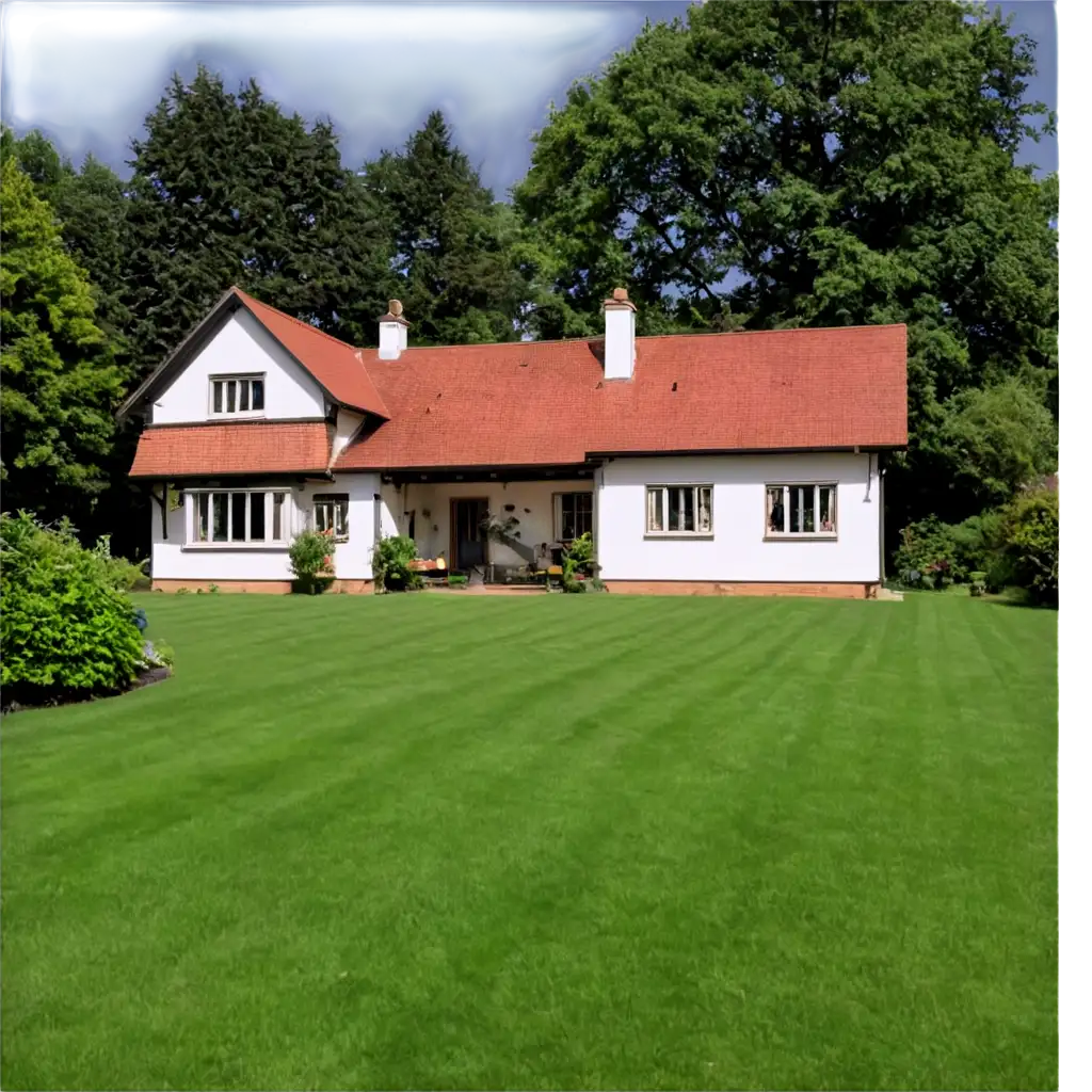 country house with lawn