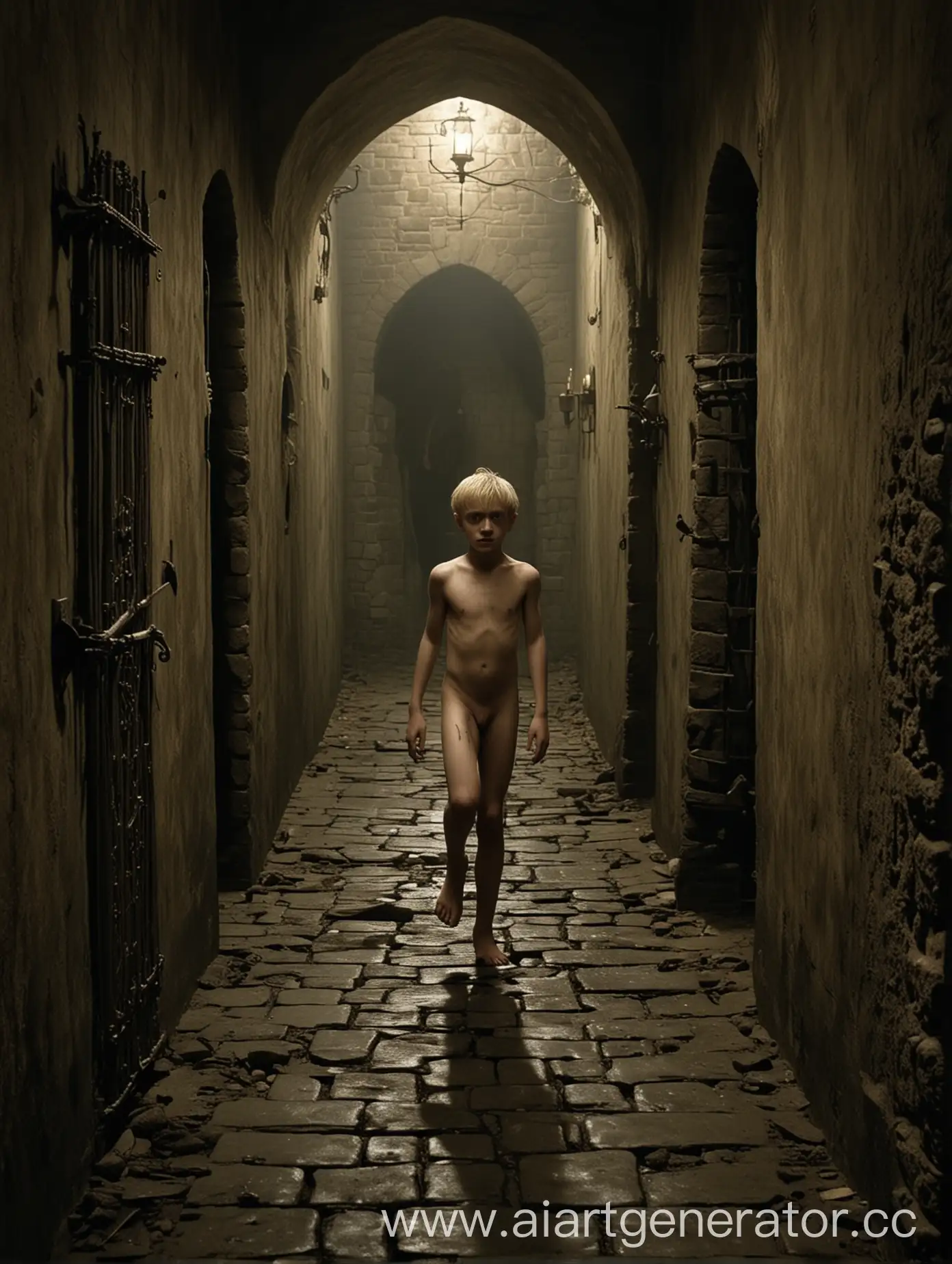 Naked-Boy-Draco-Malfoy-Running-from-Monsters-in-Medieval-Castle