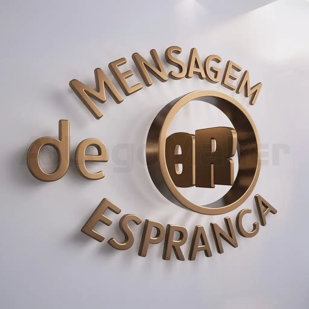 a logo design,with the text "MENSAGEM DE ESPERANÇA", main symbol:a hollow circle bronze letters entering in the circle,Moderate,clear background