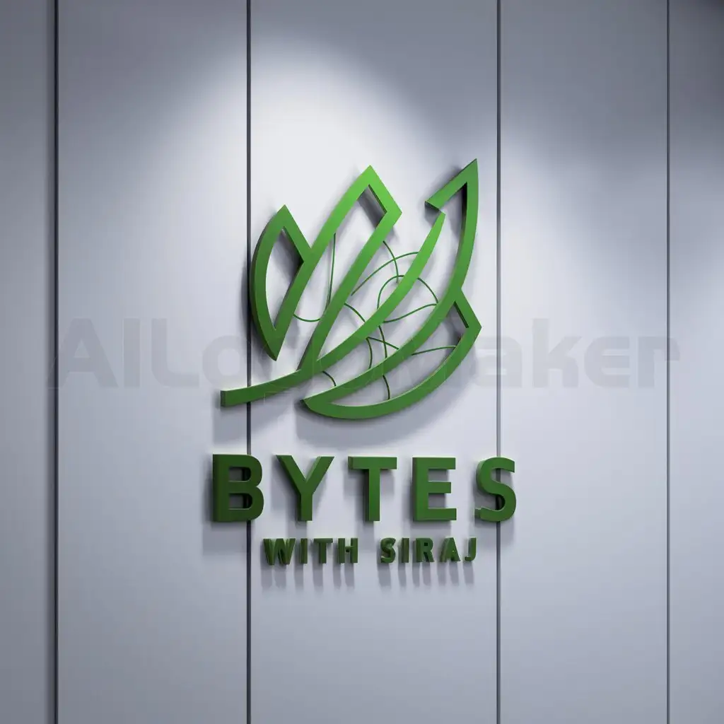 a logo design,with the text "Bytes with Siraj", main symbol:leaf and code,complex,be used in Internet industry,clear background