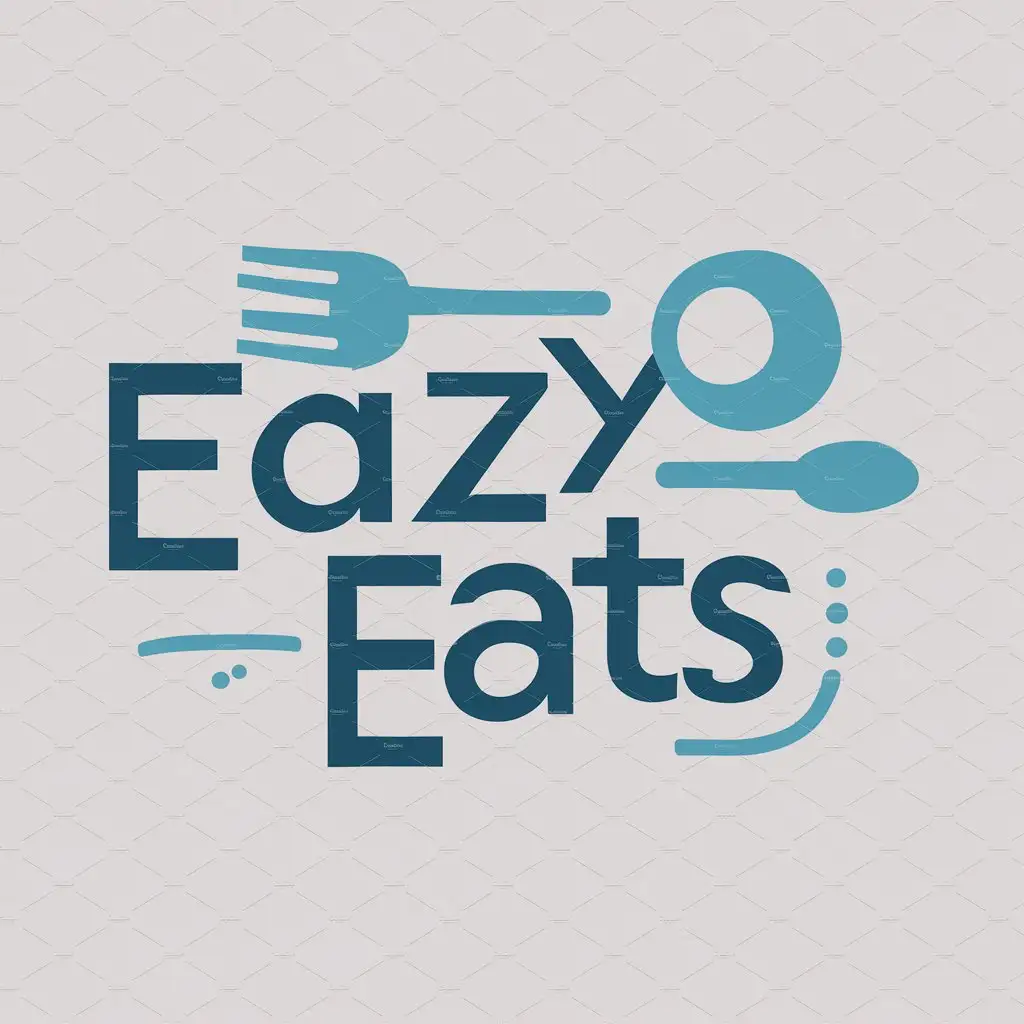 Логотип приложения доставки еды, названного "EazyEats", должен быть стильным, современным и легко узнаваемым. Вот описание для нейросети:  Название Приложения: EazyEats Цветовая Палитра: Светло-синий