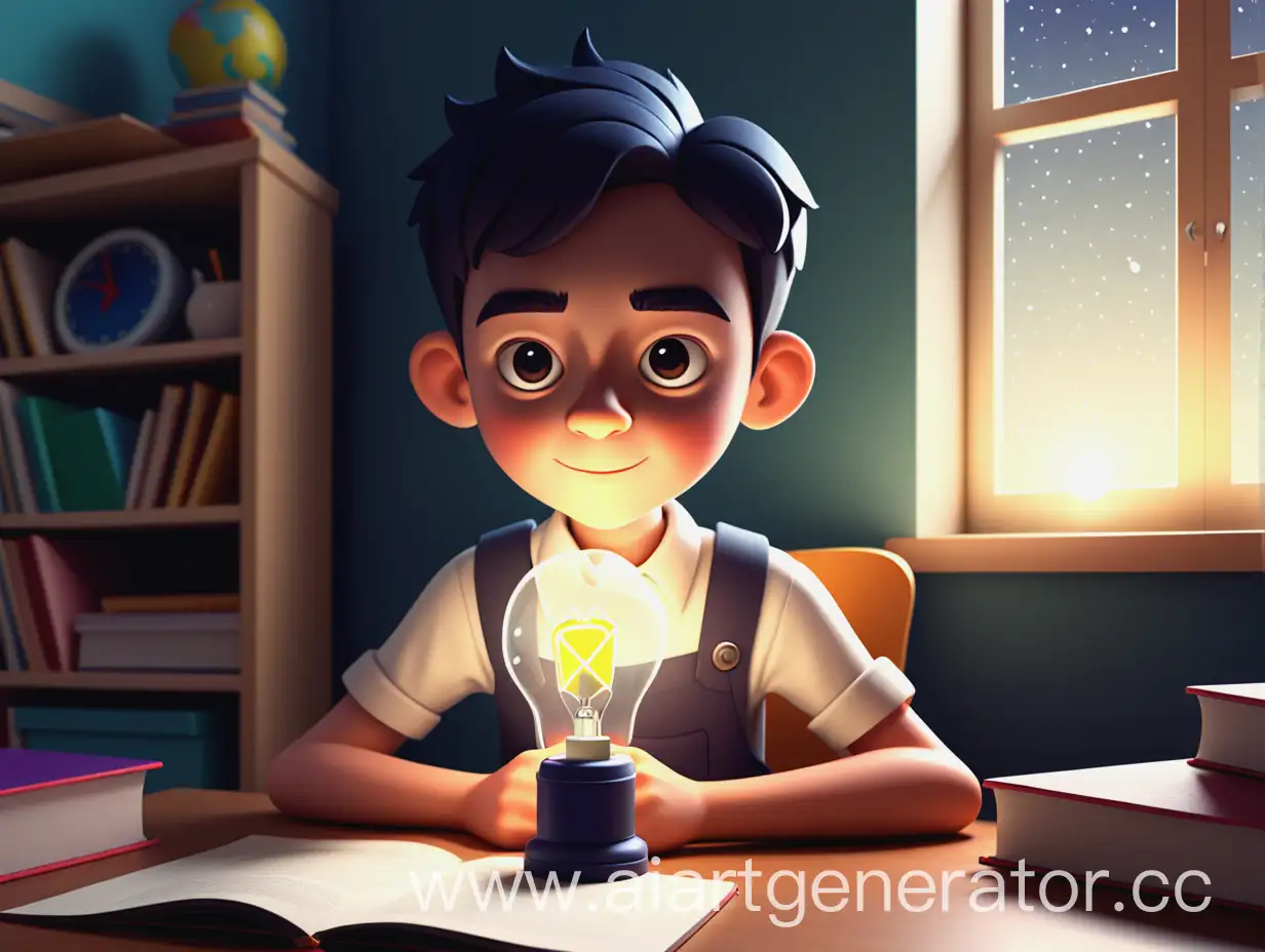 generate a light illustration with a fictional character of the application. The application is aimed at teaching English.
