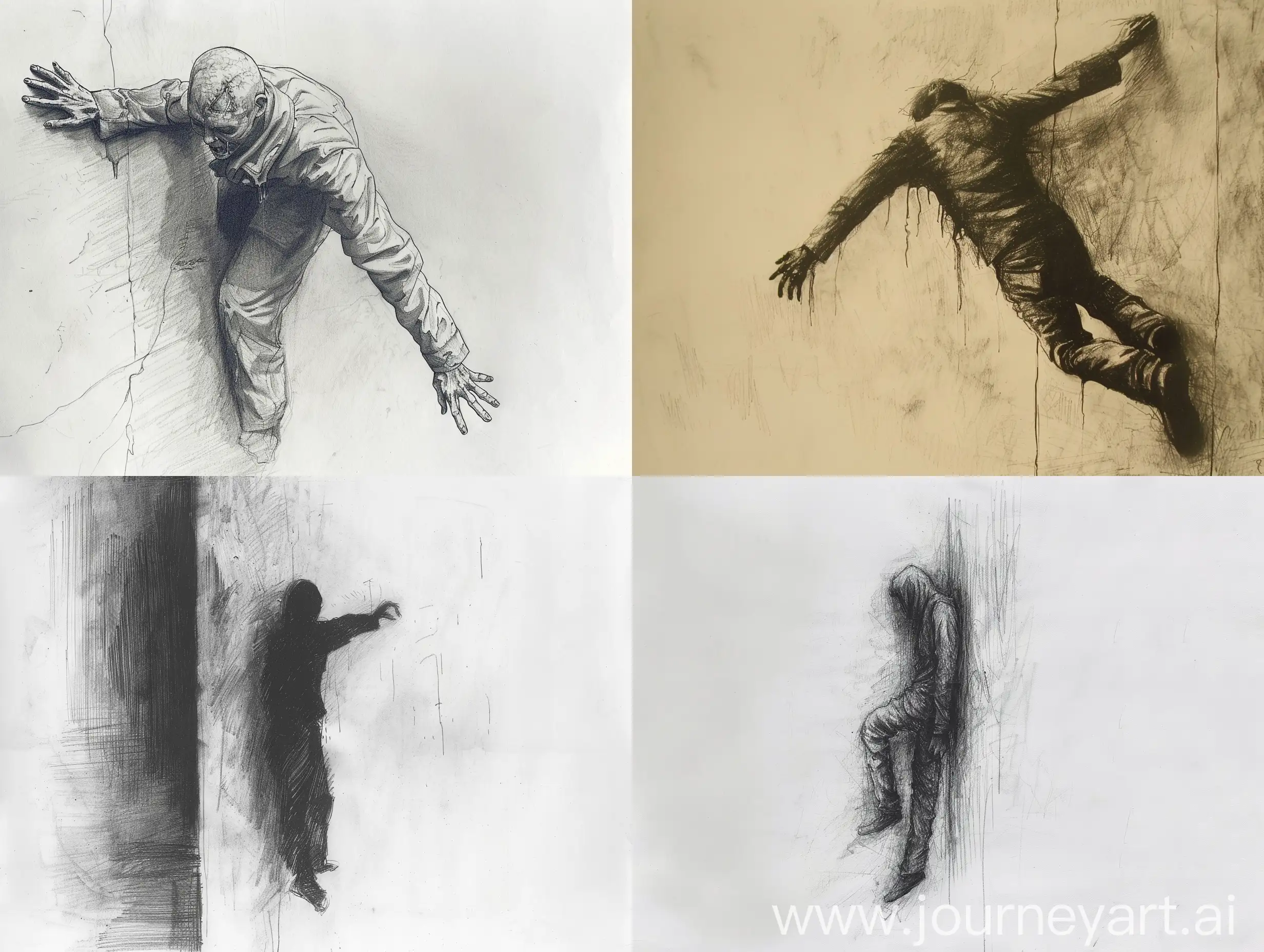 Creepy-and-Mysterious-Pencil-Sketch-of-a-Person-on-Wall-in-T-Position