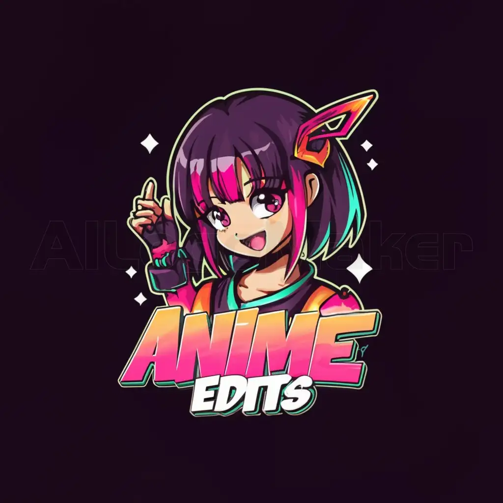 a logo design,with the text "Animeedits_2132", main symbol:A popular female anime character,Moderate,be used in Entertainment industry,clear background
