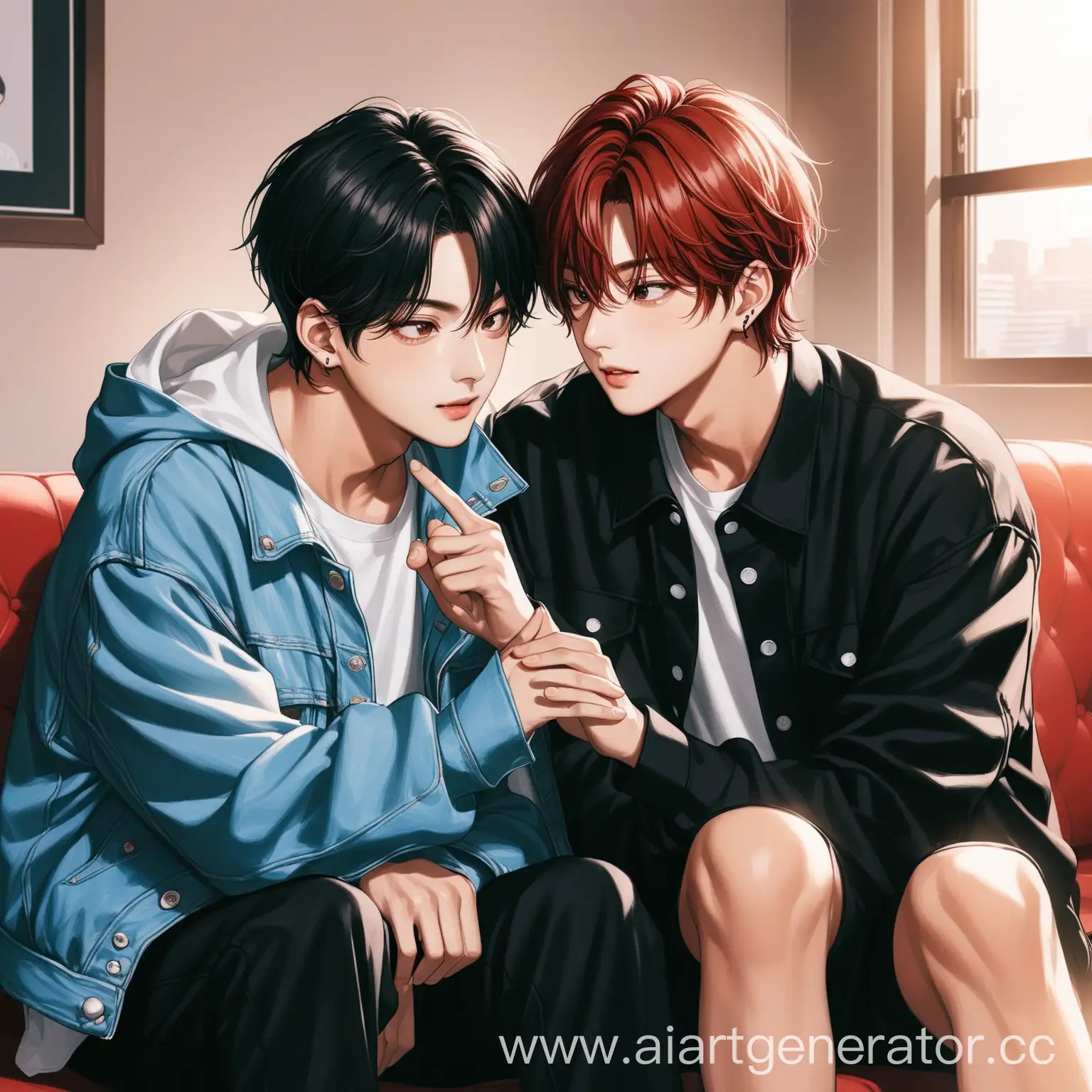 BTS-Kim-Taehyung-and-Jungkook-Intimate-Moment-on-Couch-Sketch-Drawing