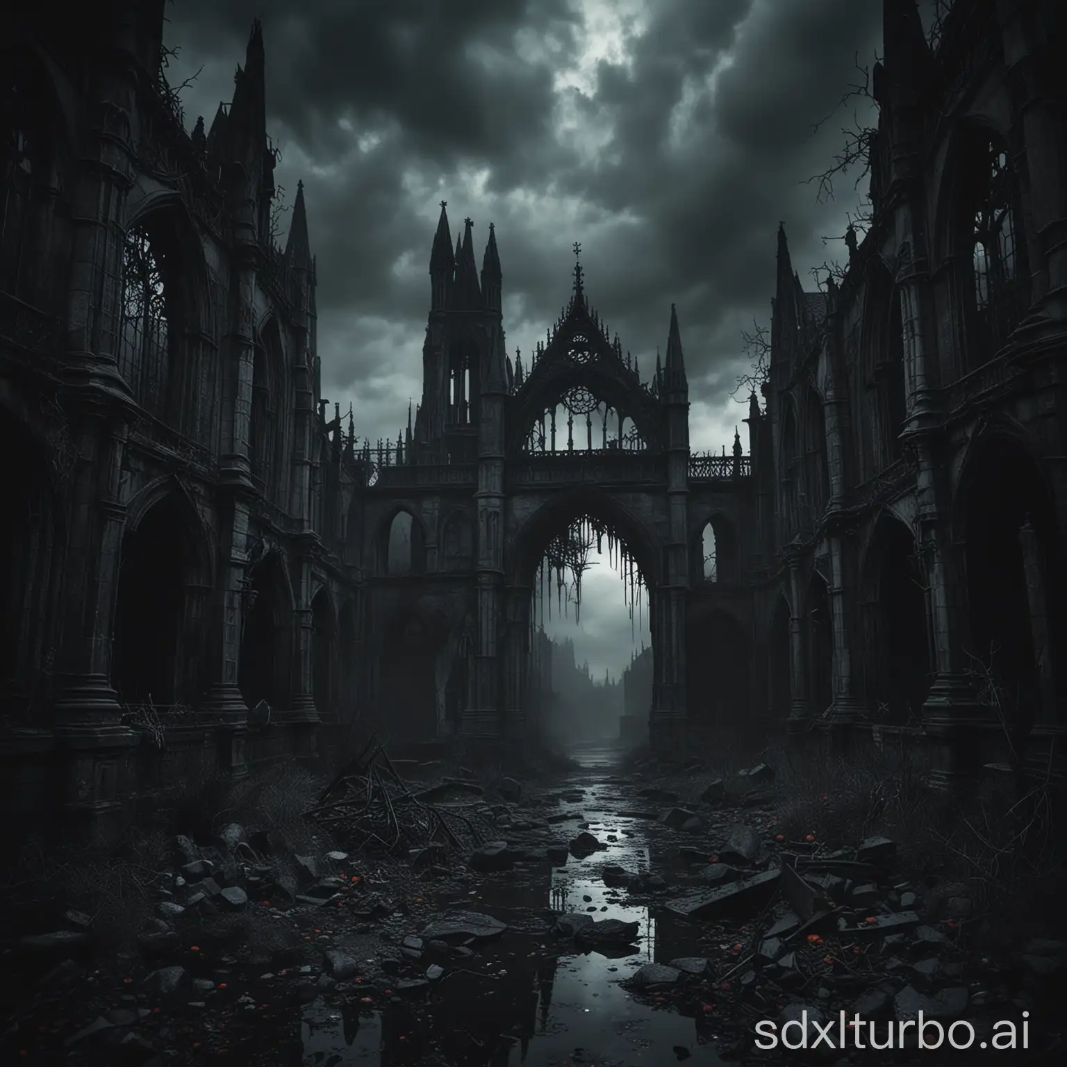 Eerie-Gothic-Landscape-with-Silhouetted-Structures