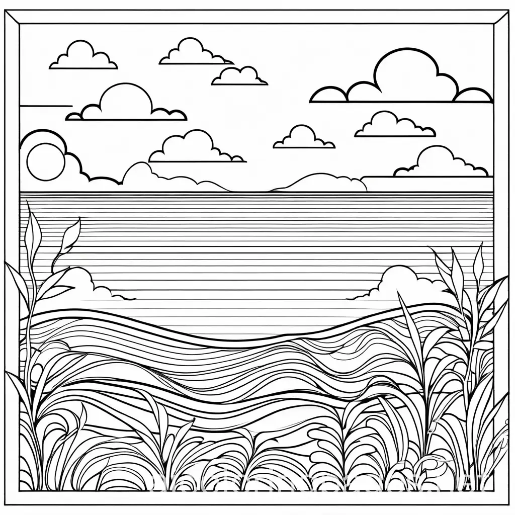 visual perceptual, Coloring Page, black and white, line art, white background, Simplicity, Ample White Space. The background of the coloring page is plain white to make it easy for young children to color within the lines. The outlines of all the subjects are easy to distinguish, making it simple for kids to color without too much difficulty