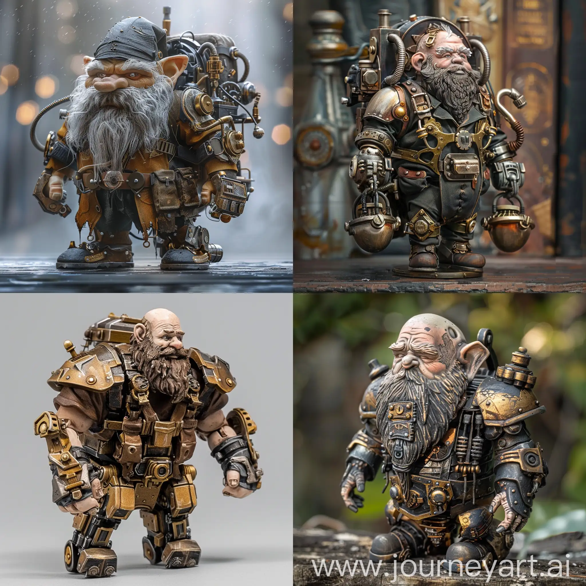 dwarf in a steampunk exoskeleton