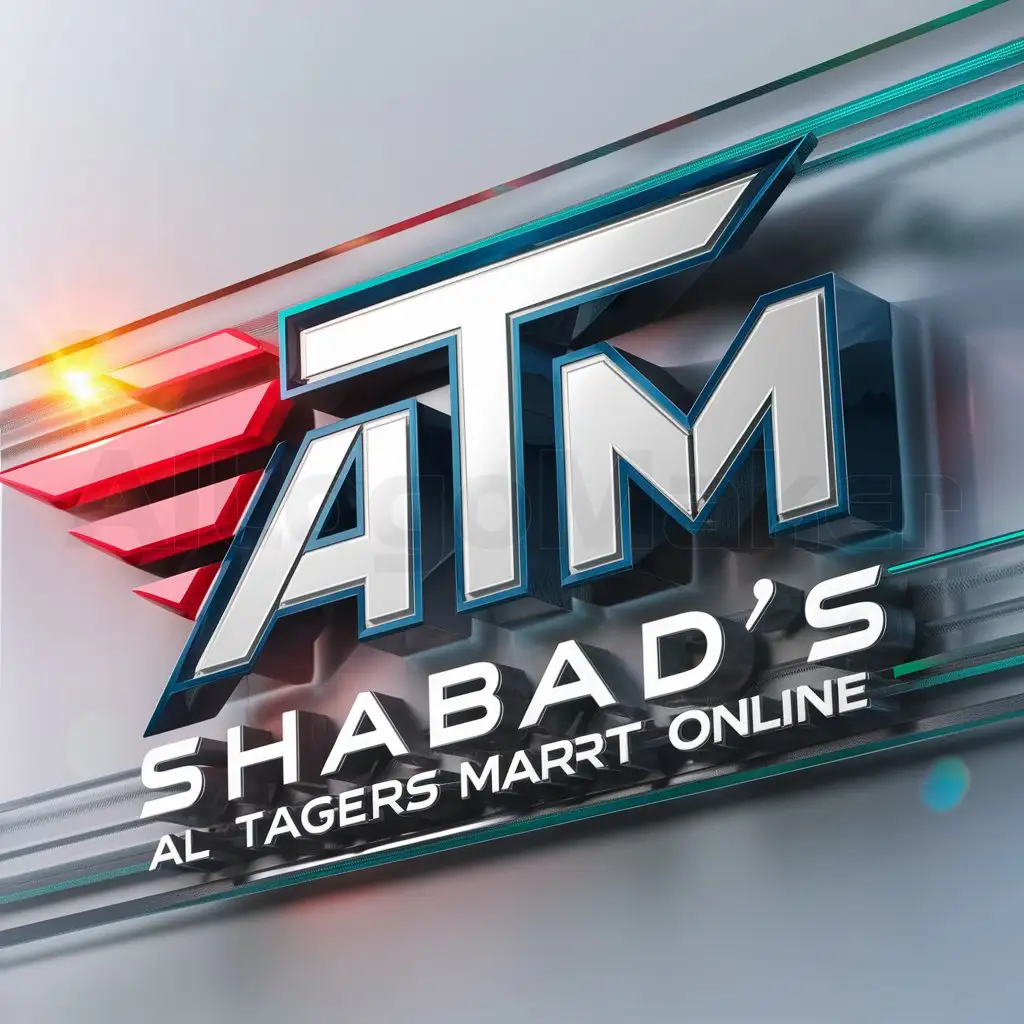 a logo design,with the text "Shabad's Al Tagers Mart Online", main symbol:3D (Logo Bold with Background) Mix Colorn3D (Background Text Bold) Mix Color,Moderate,be used in Website Shop Online industry,clear background