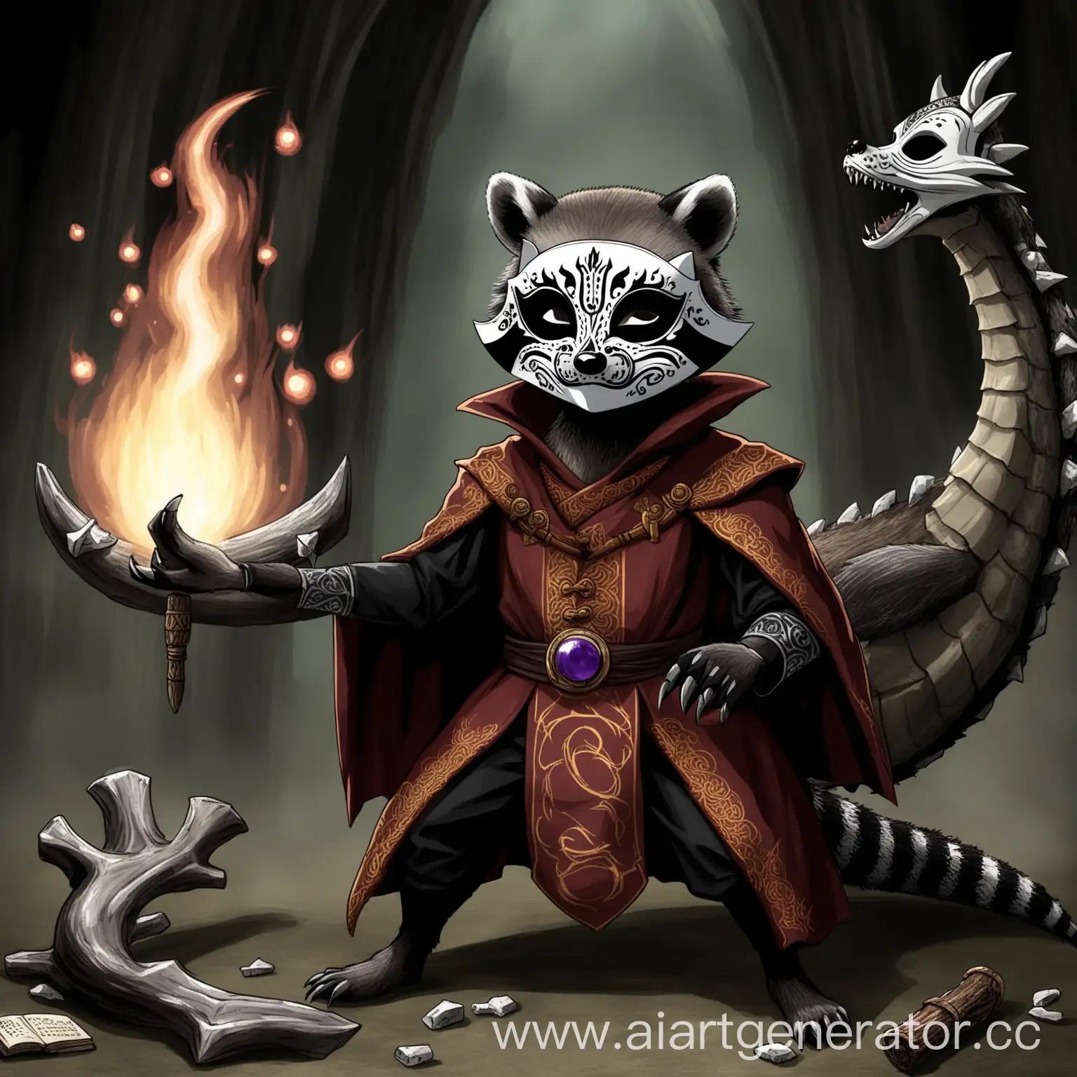 Dark-Magic-Raccoon-Wearing-Dragon-Bone-Mask